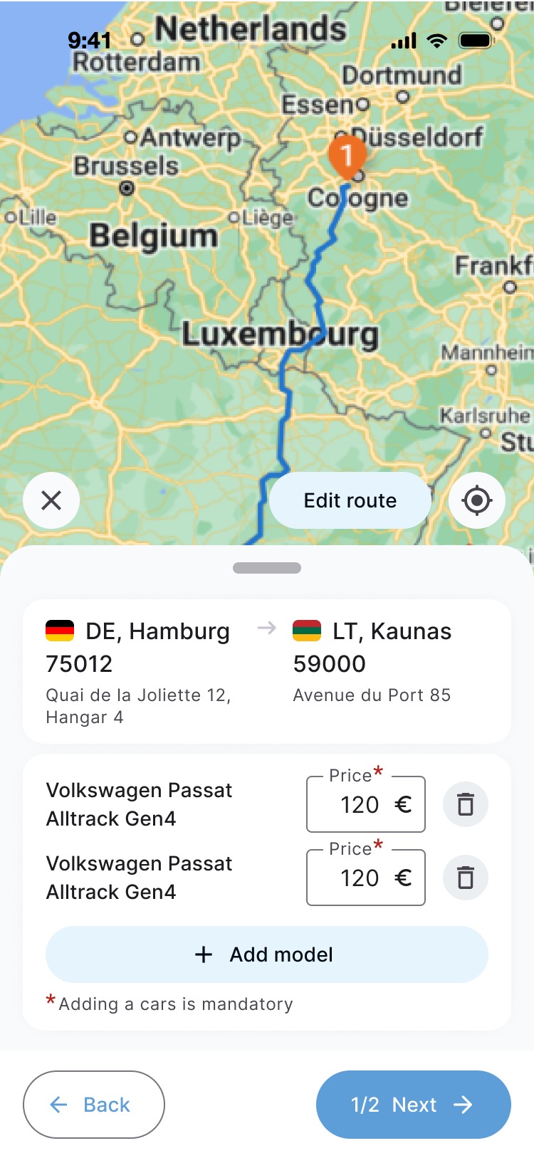 New request, cars and prices