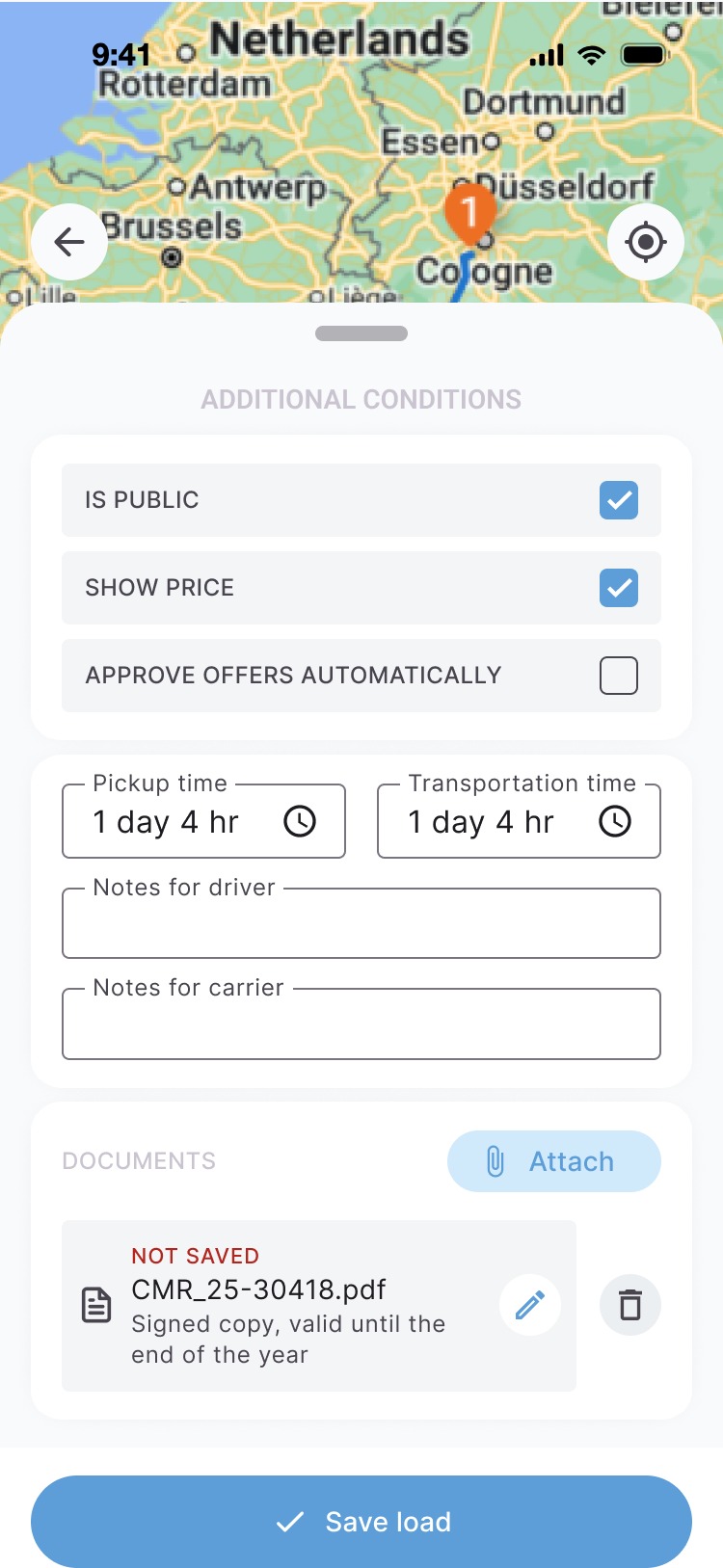 New request, additional conditions