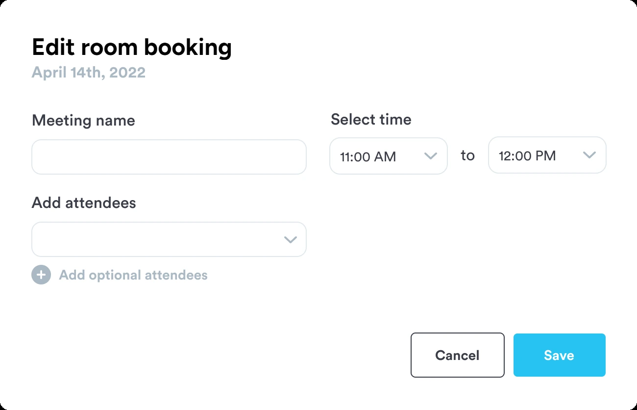 Edit room booking dialog