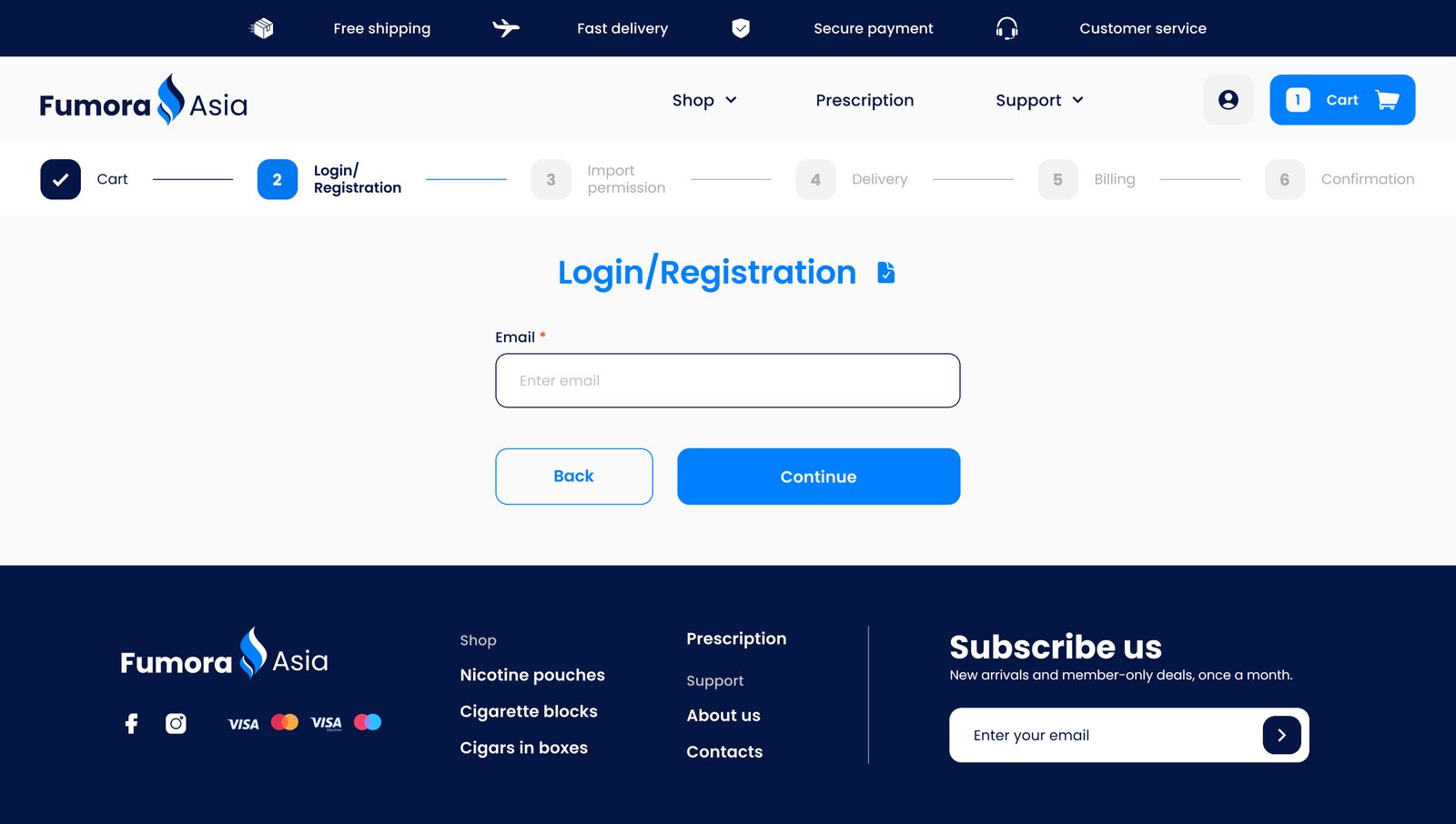 Login or registration, step 2