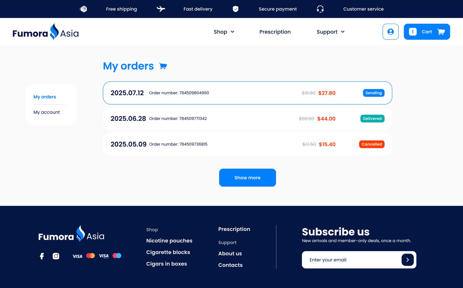 My orders