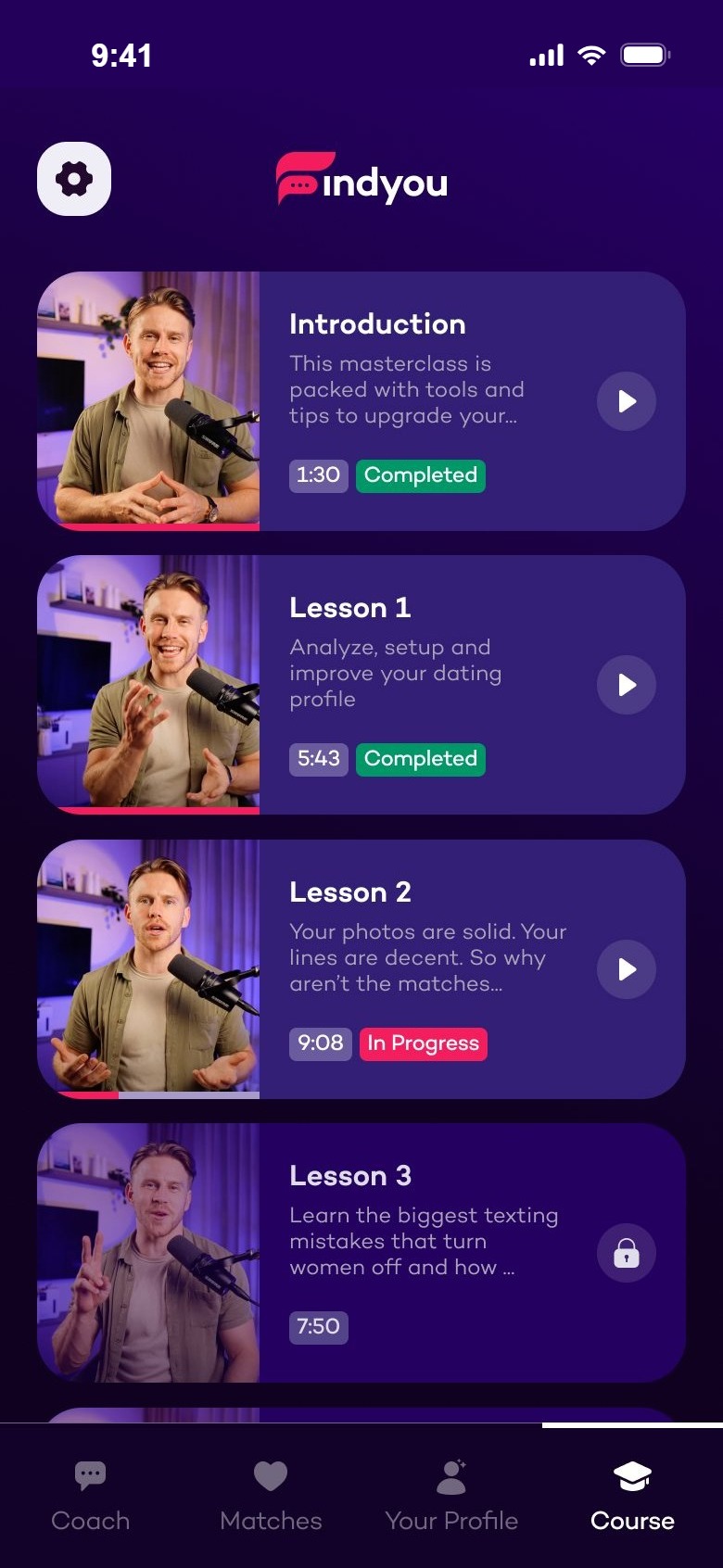 Lessons list