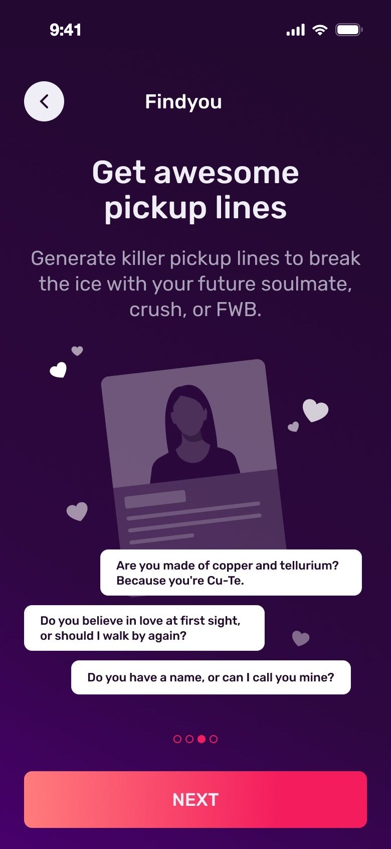 Old onboarding slide about pickup lines