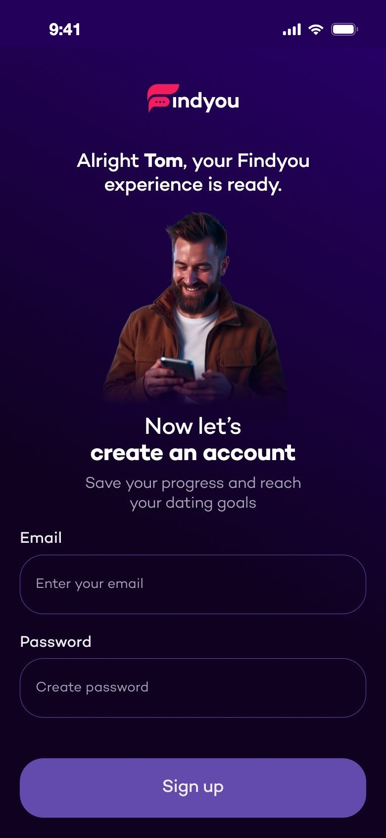 Your Findyou experience is ready. Now create an account