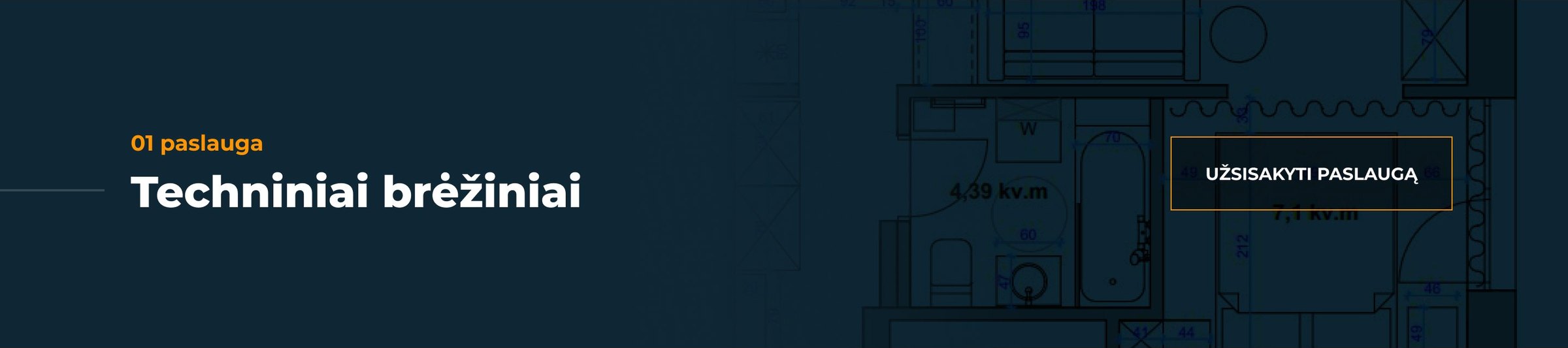 New: dark 01 paslauga header with an order button
