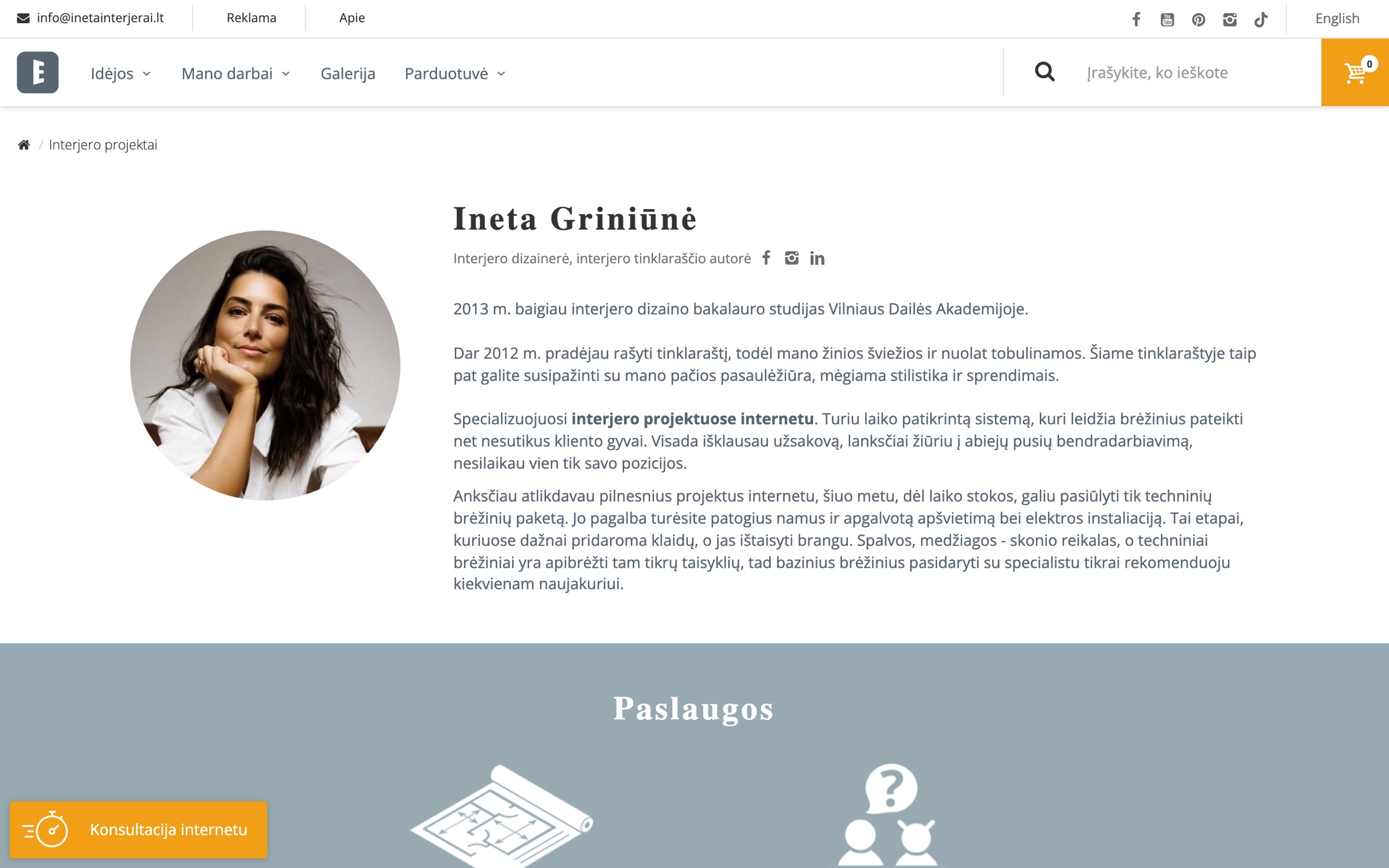 Old: a portrait and a long biography at the top