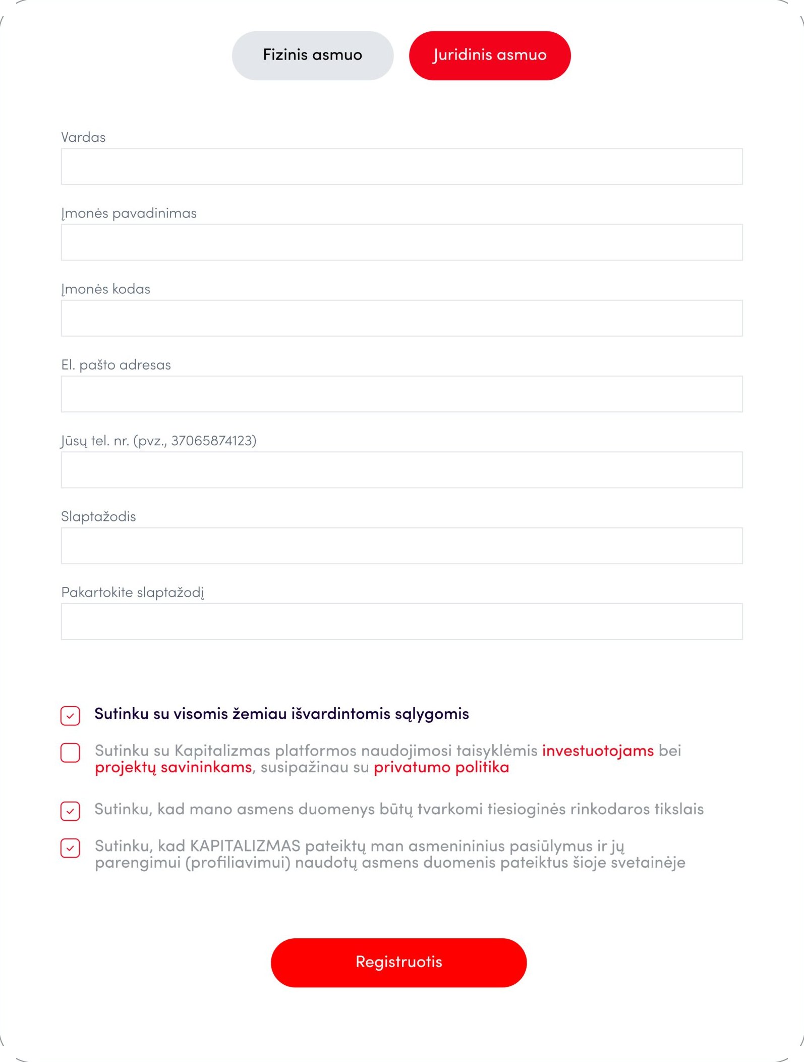 Sign up, company