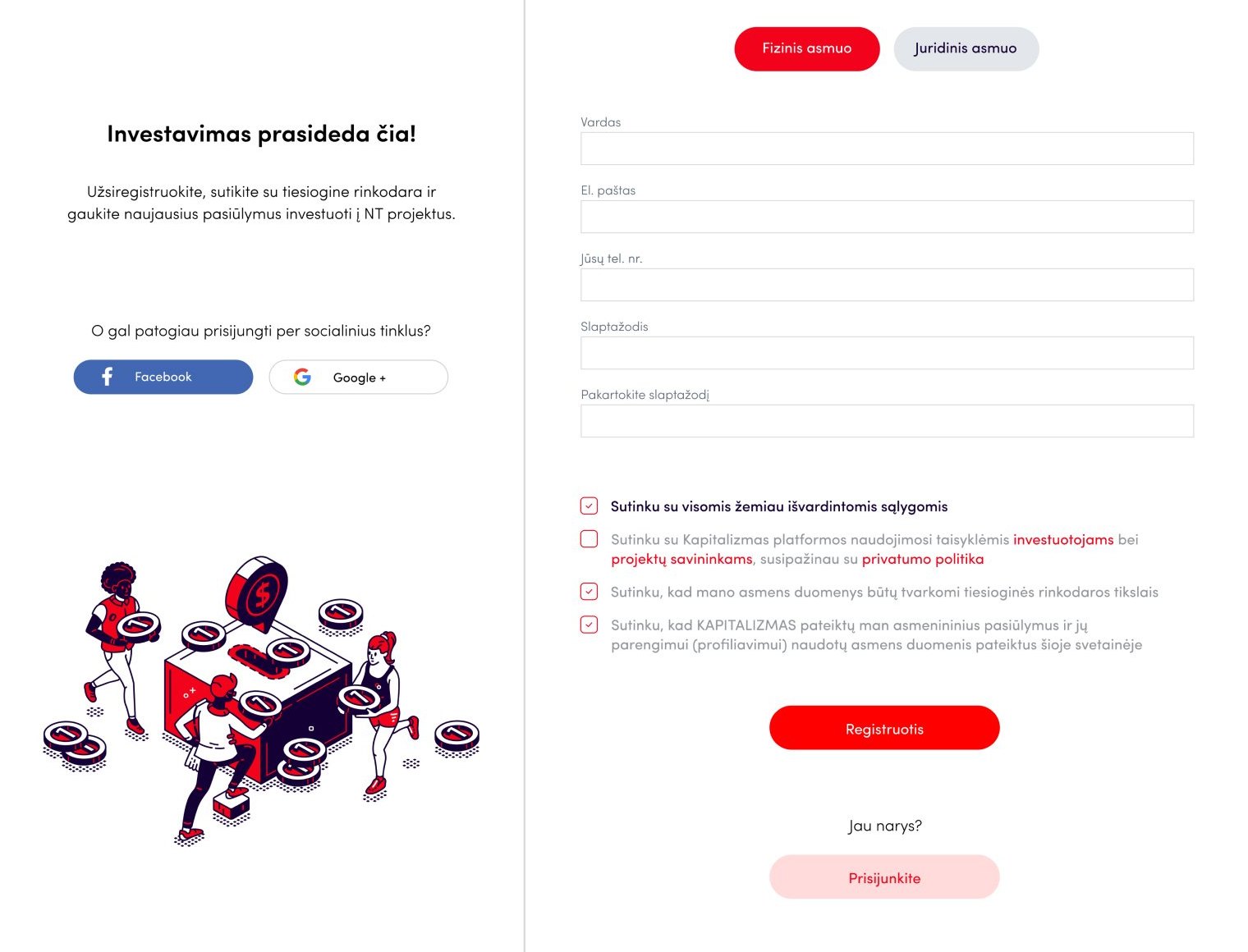 Sign up, private person