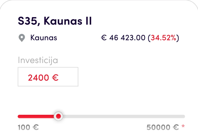 Project S35, Kaunas II with the investment slider