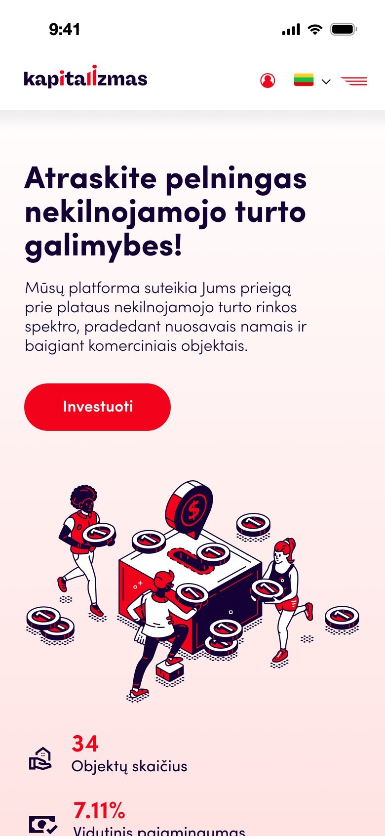 Homepage on mobile