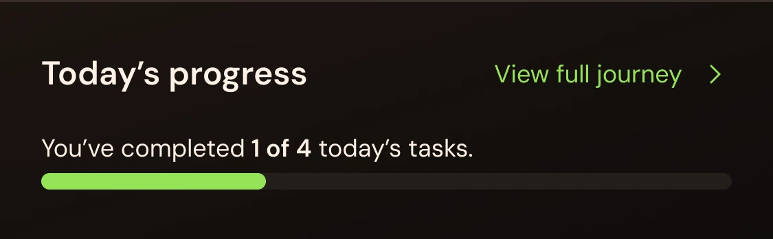 Today's progress: 1 of 4 tasks