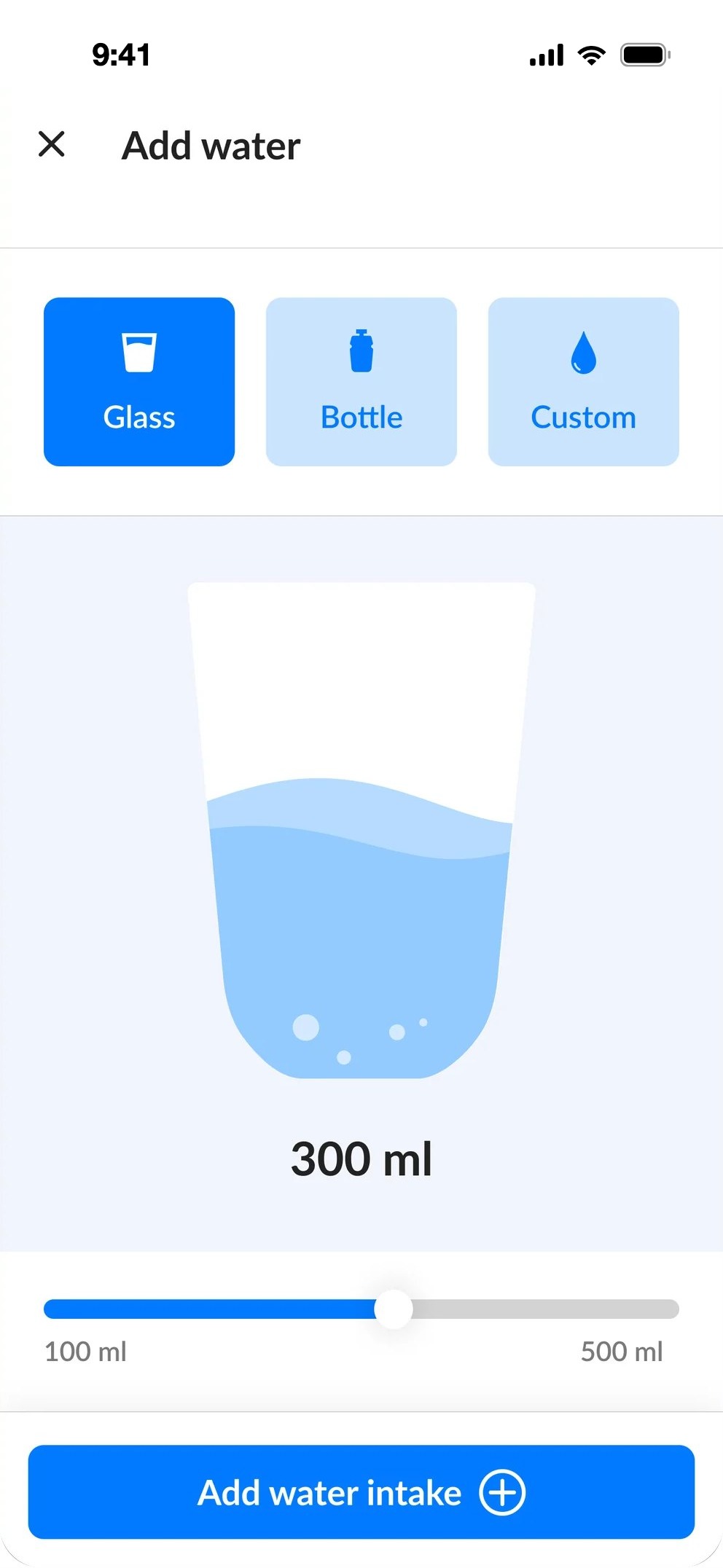 Add water, glass