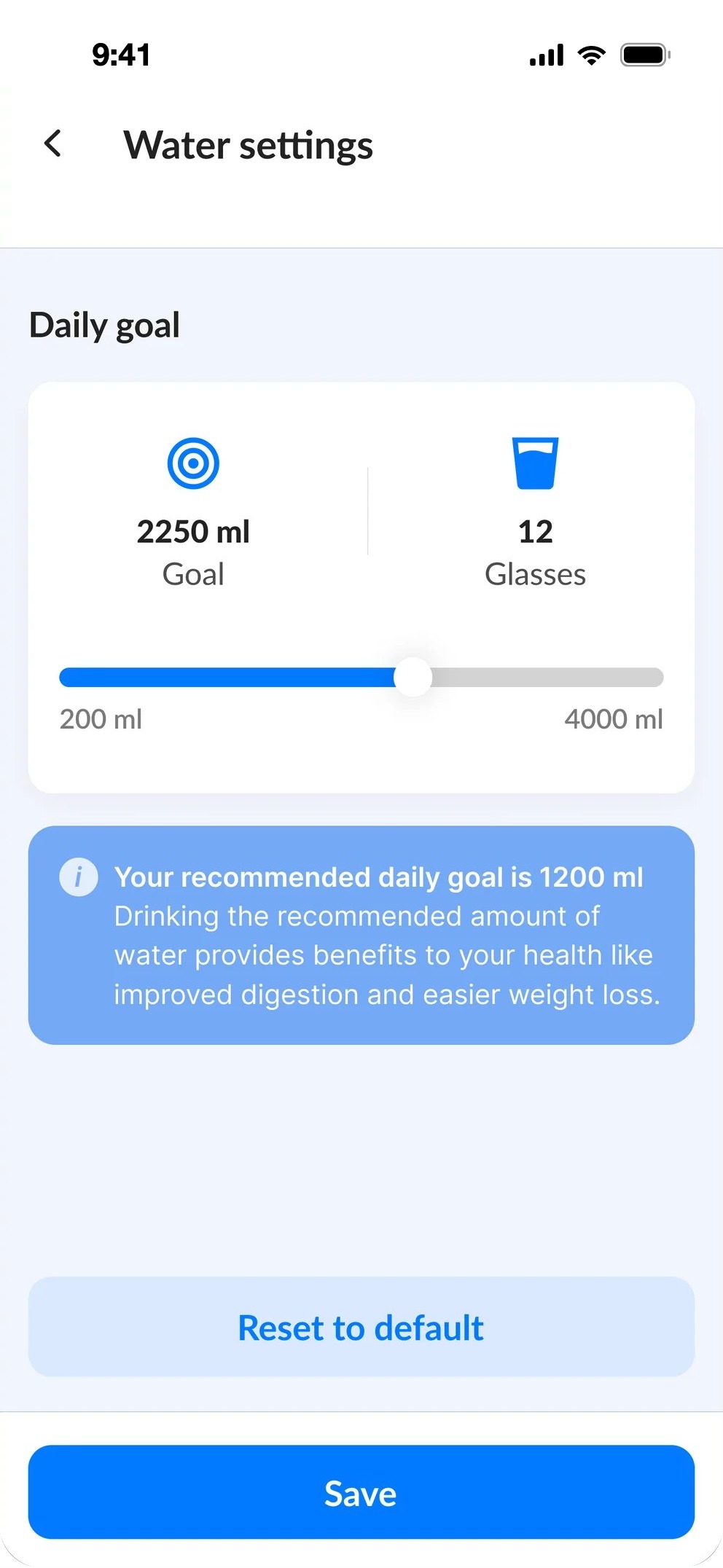 Water settings