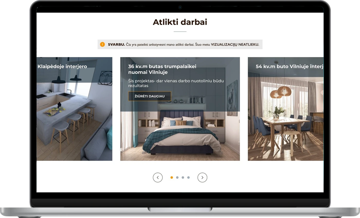 Interior services page: completed works