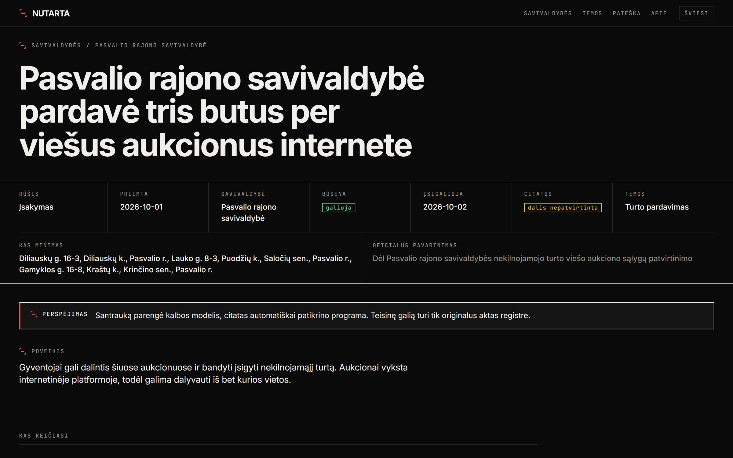 Act page in dark mode