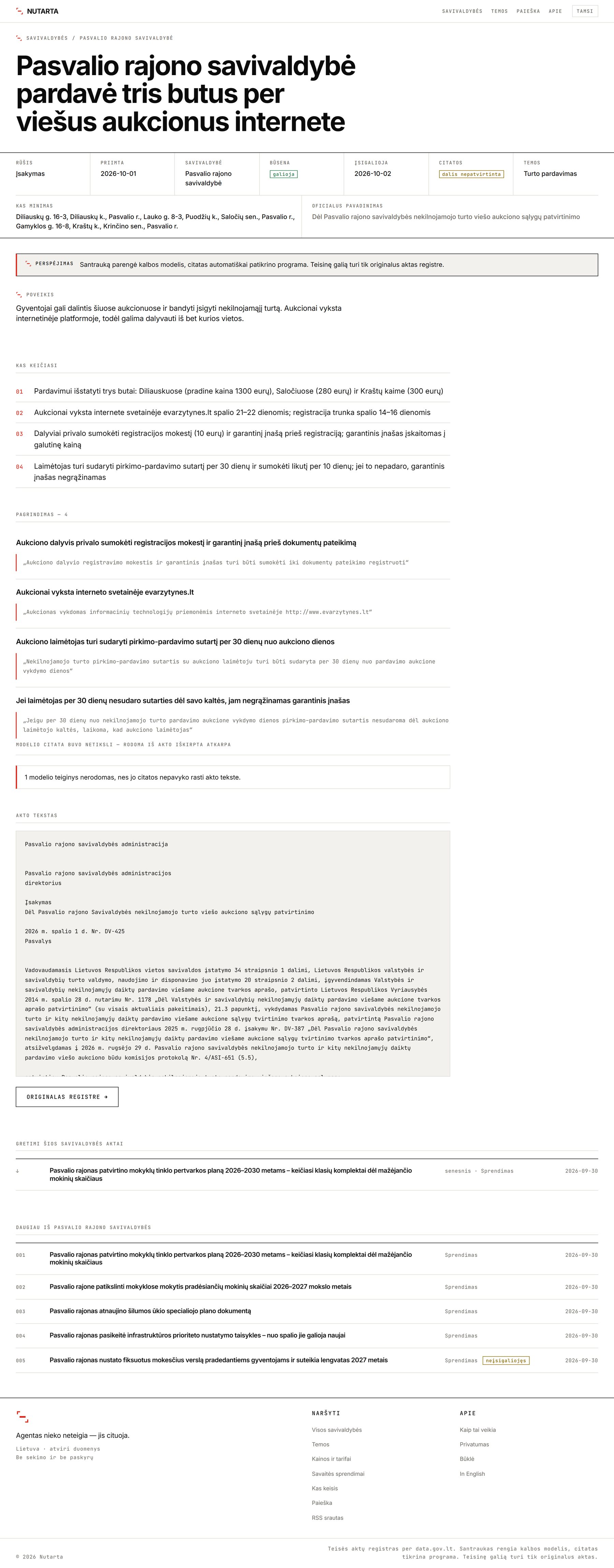 Act page, hover to scroll from the key facts down to the original text