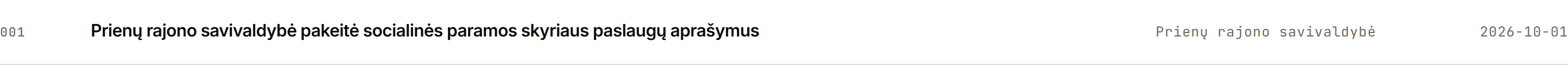 List row: number, headline, municipality, date