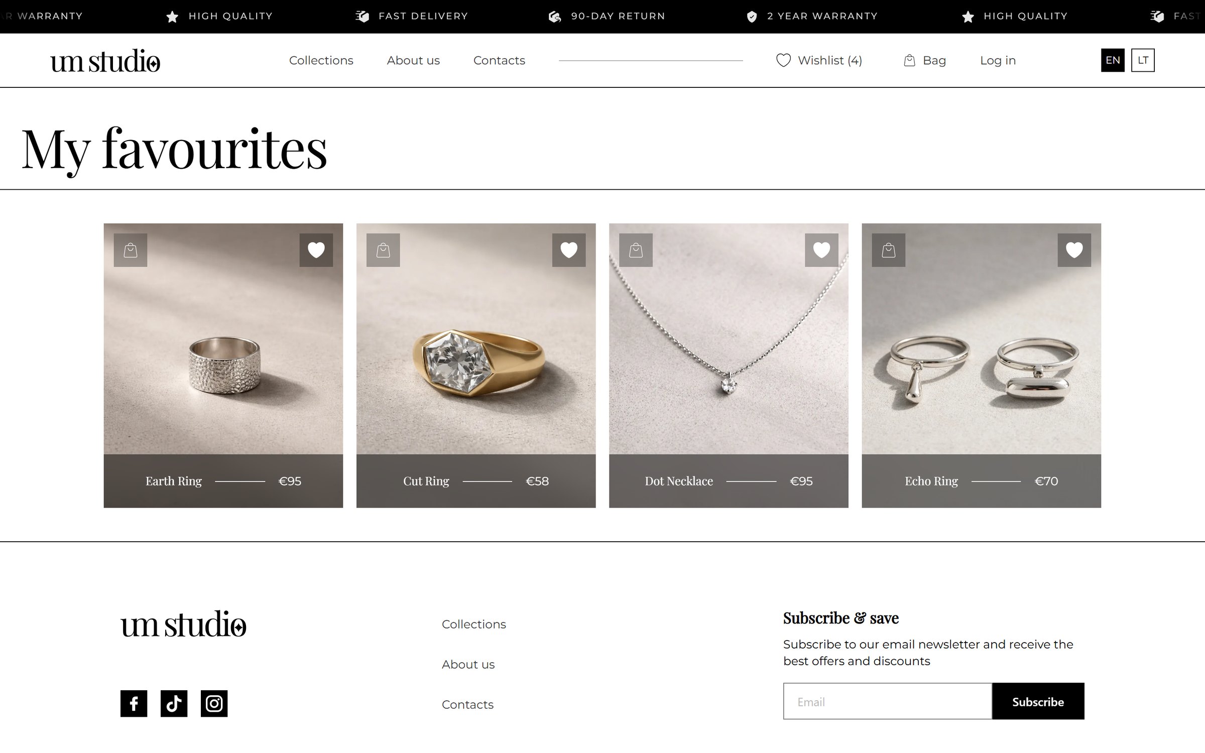 Wishlist page