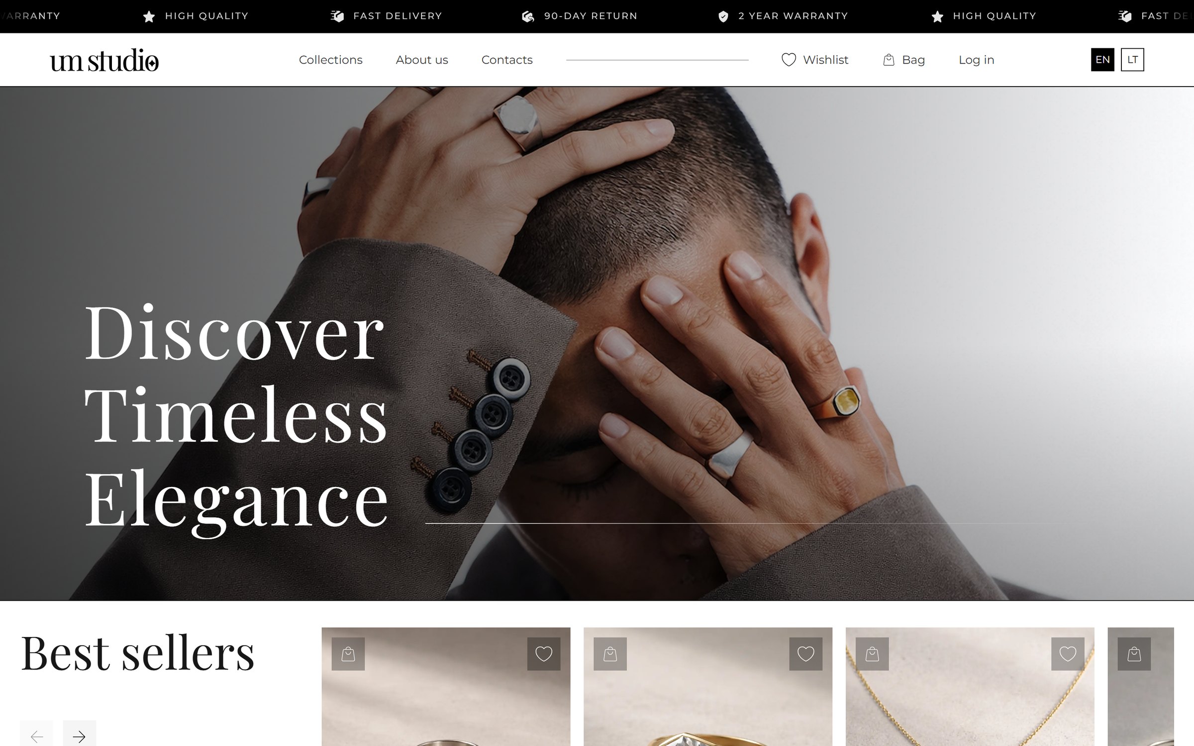 The UM studio store homepage