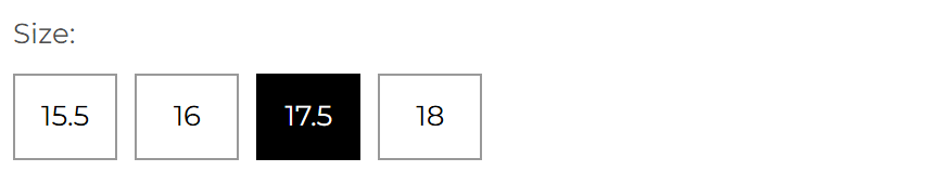 Size buttons with 17.5 selected