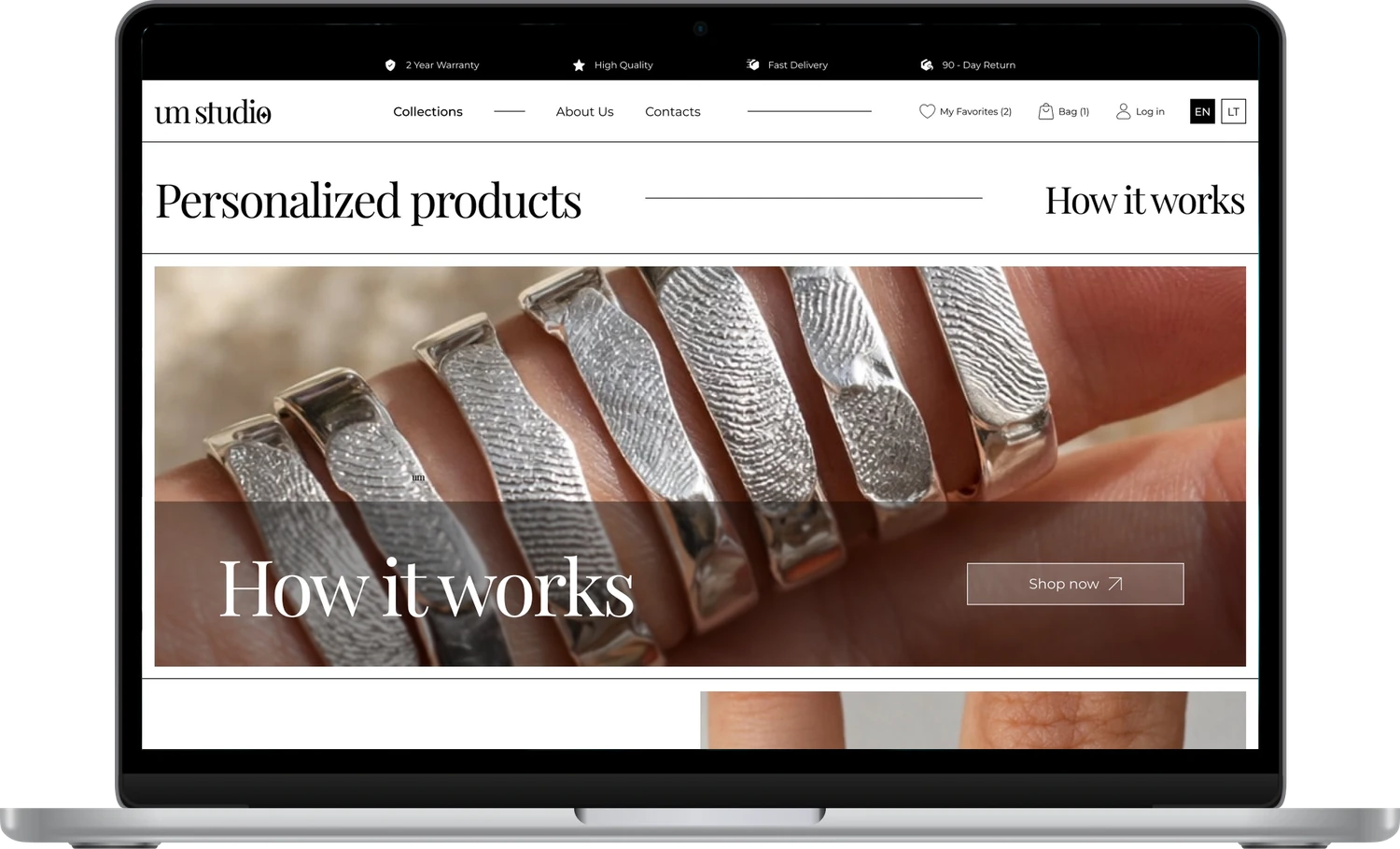 Personalised products page with How it works